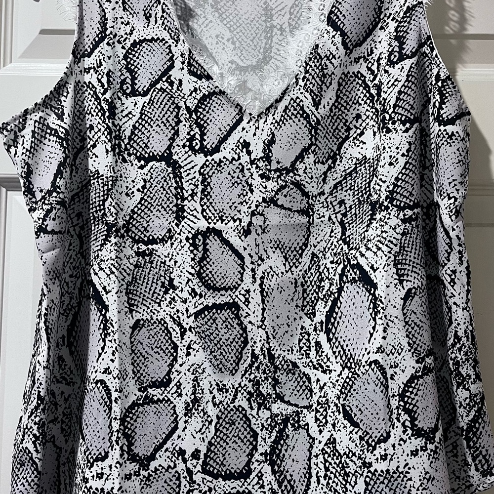 Women's Navy and White Snake Print Top